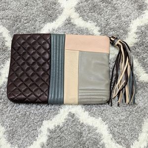 Margot patchwork leather clutch